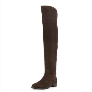Tory Burch Simone over the knee boots brown suede